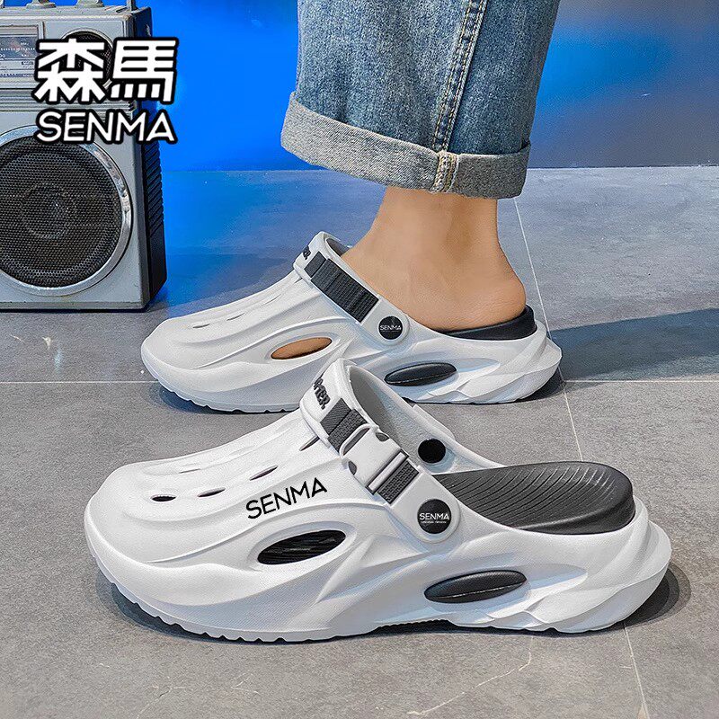 SEMIR CAVE SHOES MENS SUMMER WEAR NON-SLIP AND ANTI-ODOR BEACH SANDALS MENS DRIVING DUAL-PURPOSE LARGE SIZE TOE SLIPPERS