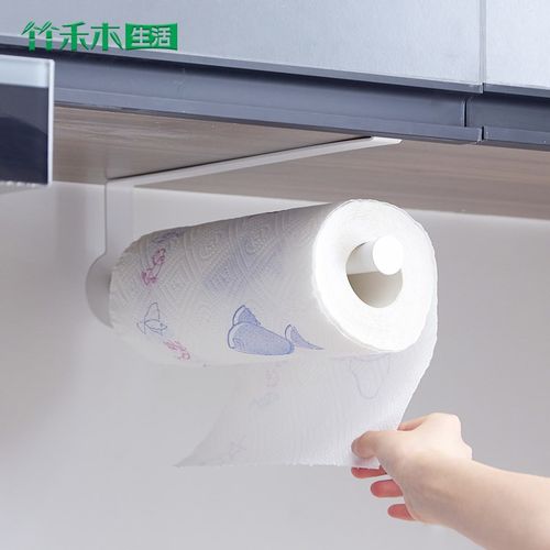 厨房纸巾架免打孔橱柜保鲜膜保鲜袋倒挂卷纸架吊柜抹布收纳挂架
