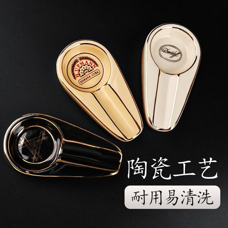 雪茄专用烟灰缸创意轻奢高级感烟灰缸客厅陶瓷个性潮流防飞灰家用,节庆用品/礼品,时尚烟灰缸,淘宝优惠券,粉丝福利购,淘宝优惠卷