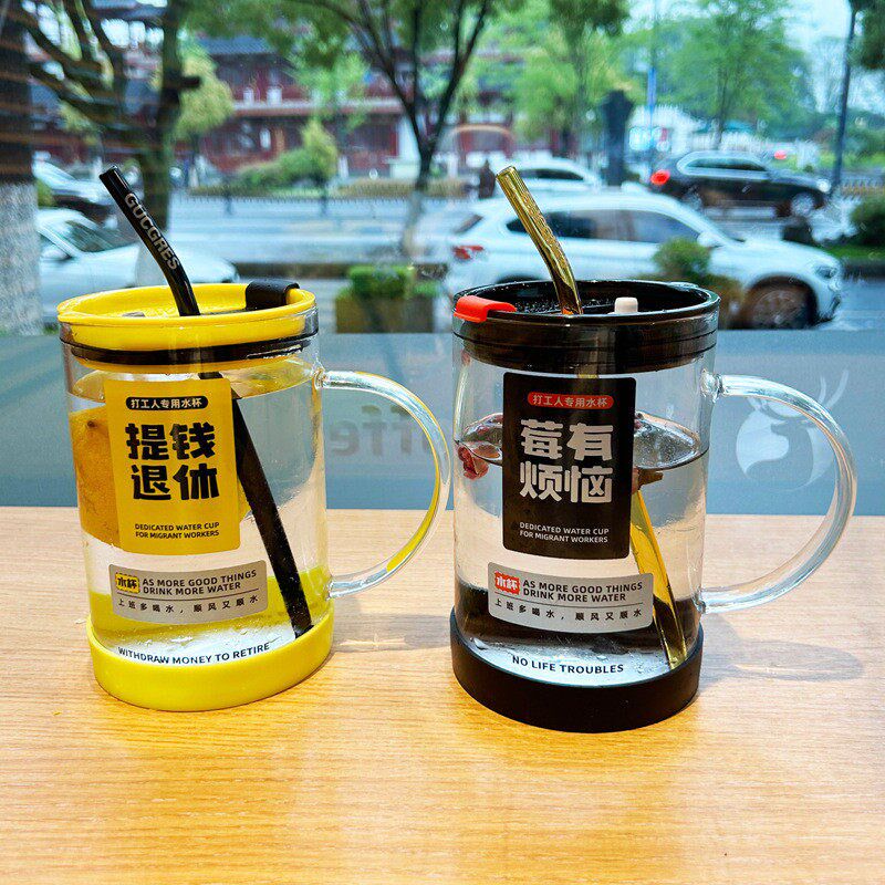 平底玻璃杯可加热中药牛奶微波炉明火茶杯1000ml大容量透明水杯家
