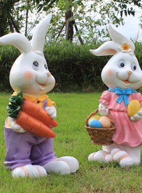 户外花园装饰庭院玻璃钢卡通农场兔子动物幼儿园摆件园林景观雕塑
