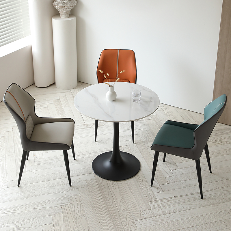 轻奢洽谈桌椅组合休闲会客休息区商务部售楼处接待小Y圆桌岩板餐