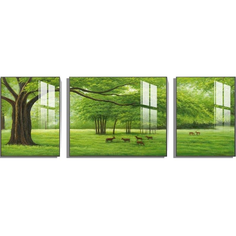 网红轻奢客厅面大厅玻璃绿树沙发背景墙幸福常青树挂画装饰画墙三,家居饰品,现代装饰画,淘宝优惠券,粉丝福利购,淘宝优惠卷