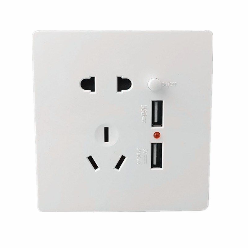 86型墙壁暗装五孔USB插座面板 双usb充电插口带二三五孔电源插座