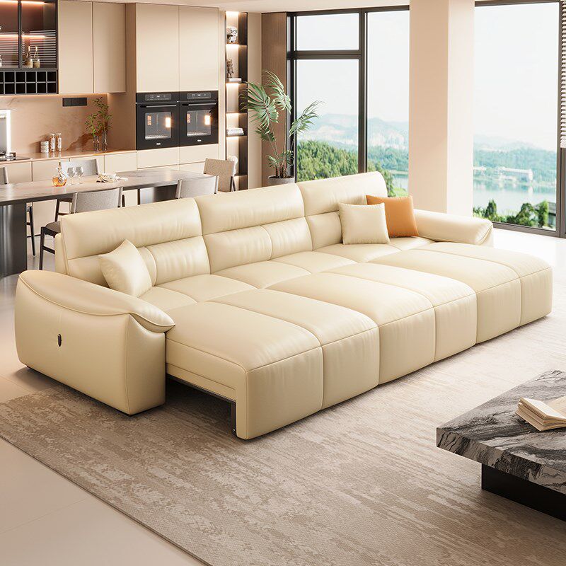 真皮电动沙发床功能客厅直排双人三人位一体两用新款伸缩可趟可睡