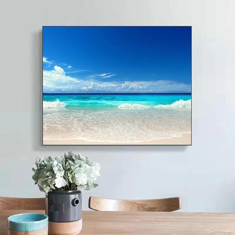 免钉电表箱装饰画免打孔定制遮挡电源盒盖反N光画大海风景铝合金