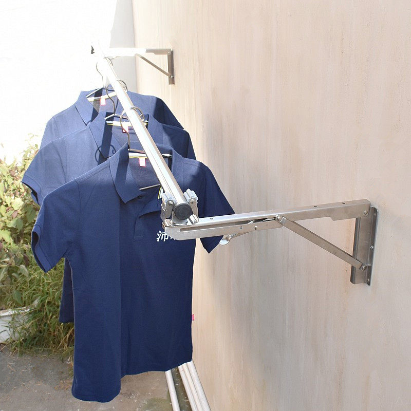 沛晴 室内免打孔晒衣架阳台壁挂晾衣杆 飘窗防盗网晒被子卡架晒架