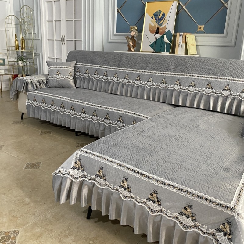 四季通用夹棉加厚防滑沙发垫贵妃组合套装直排坐垫简约沙发套罩