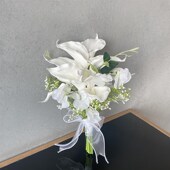 马蹄莲蝴蝶兰手捧花仿真花注册婚礼婚纱拍照道具家居客厅装 饰摆设