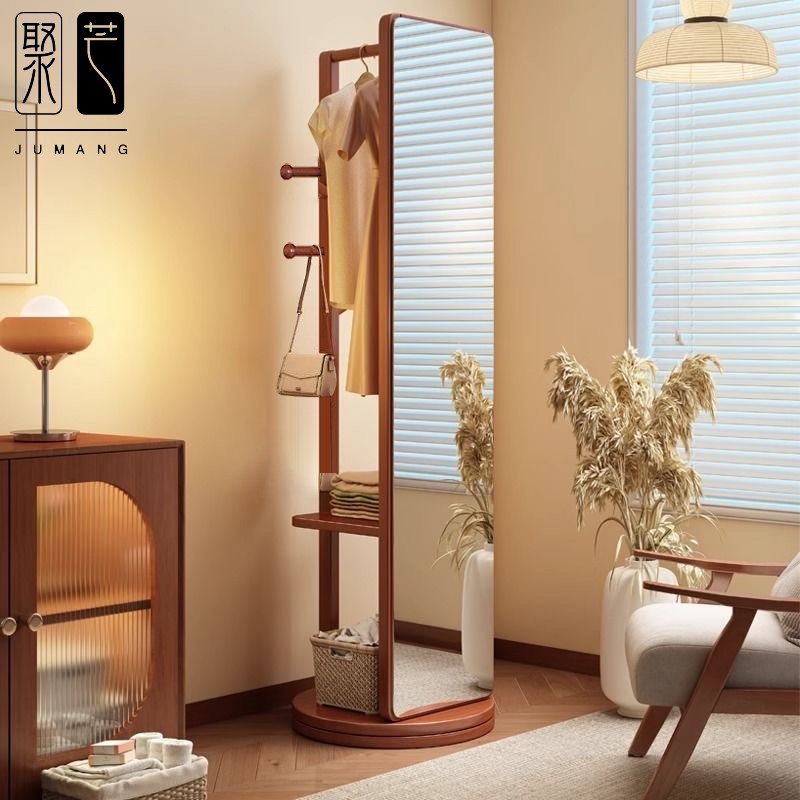 全身镜落地镜家用女生卧室可旋转移动试衣镜子挂R衣帽架一体穿衣