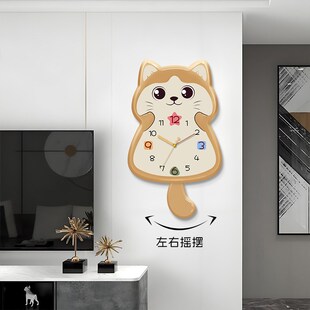 创意钟表客厅挂钟家用摇摆钟电子时钟挂墙静音现代新款挂表石英钟