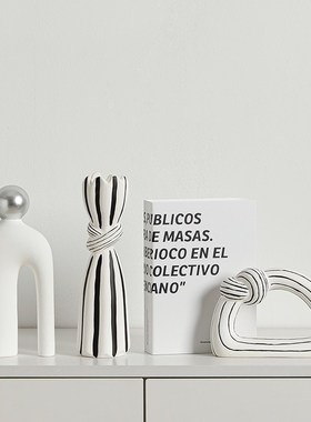 黑白意式风d格客厅装饰摆件艺术品高级感现代简约酒柜餐边柜软装