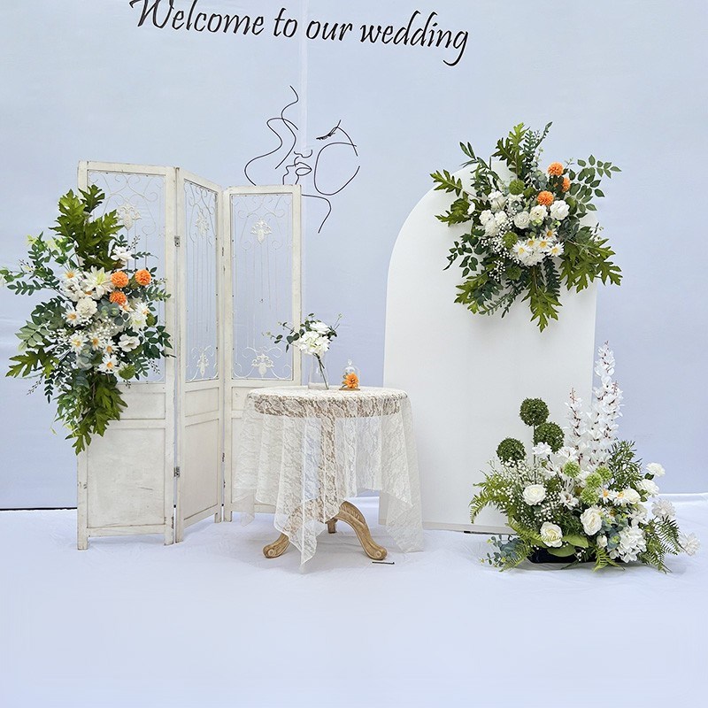 婚庆绿色系森系清新高质感路引花排花婚J礼舞台布置幼儿园装饰假