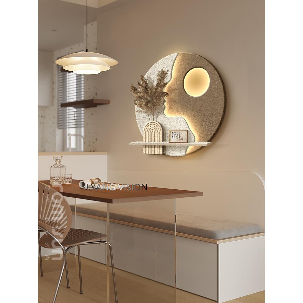 高级感人物发光客厅装饰画沙发背景墙实物壁画P侘寂风玄关走廊挂