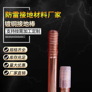 铜包钢接地棒实心垂直接地 尖头镀铜圆钢防雷铜包钢接地棒可定制
