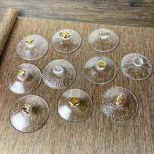 单盖玻璃盖碗盖子茶盖单盖子描金盖碗盖配盖茶碗茶杯盖冰露盖