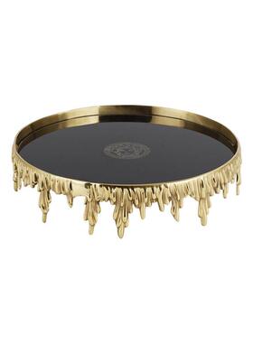 黄铜托盘客厅茶几餐桌高档茶杯收纳盘盘轻奢钢化玻璃复古