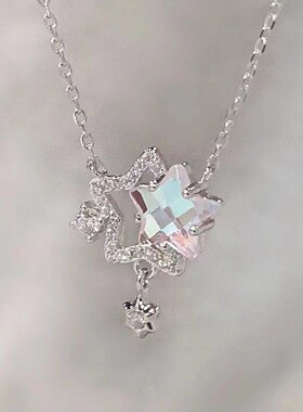 「闪耀双子星」幻彩星星项链2023新款轻奢小众高级感锁骨链夏天女