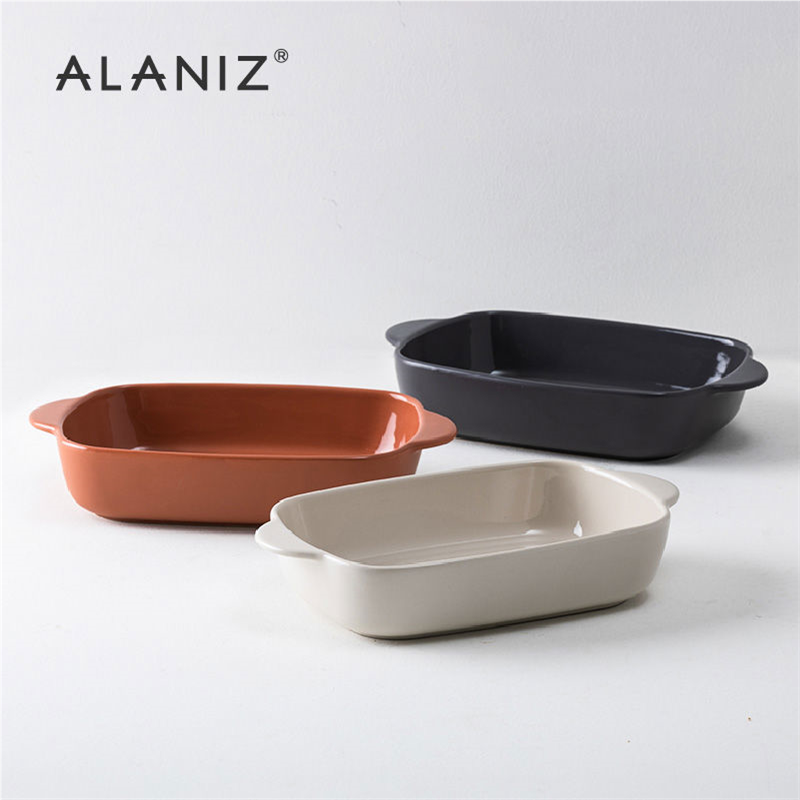 alaniz南兹烤盘陶瓷长方形电烤箱专用芝士焗饭盘子家用双耳烤碗