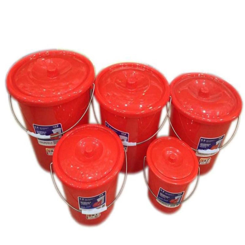 广东珠塑大红色蓝色加厚家用水桶手提塑料桶有盖15L18L22L