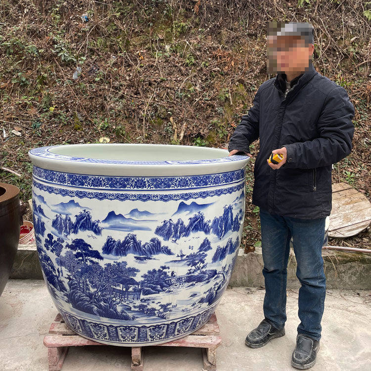 景德镇陶青花瓷陶瓷鱼缸睡莲荷花盆缸室外大号特大号庭院水缸大缸