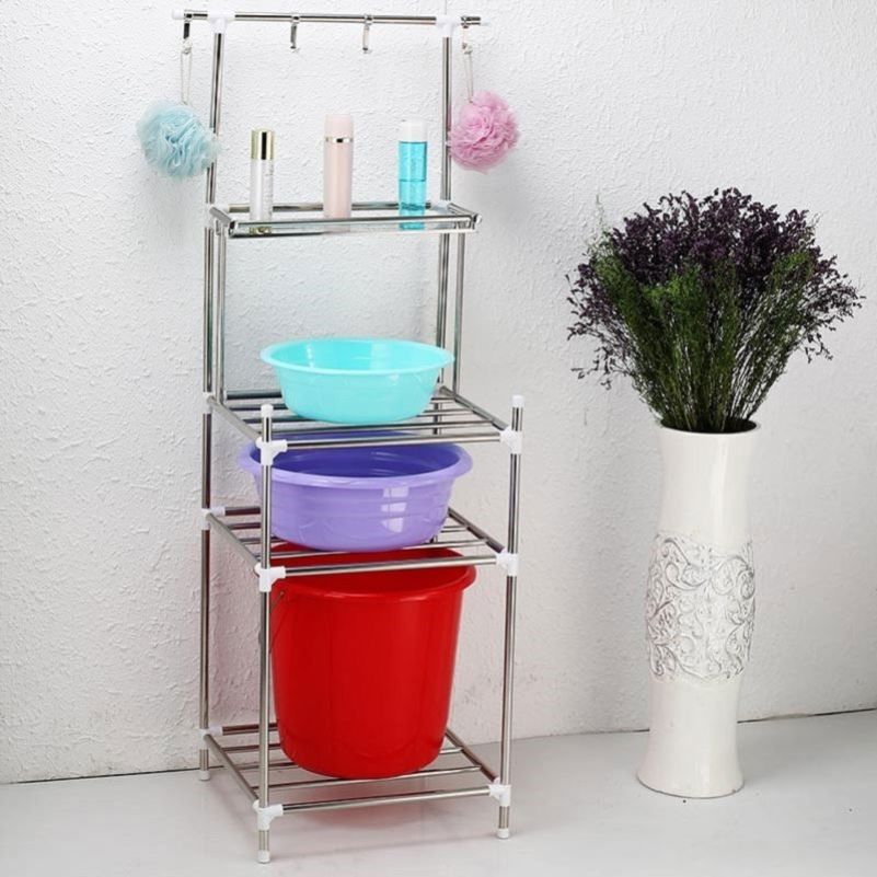 老式洗脸架子落地式家用农村结实脸盆架办公室多层不锈钢浴室支架