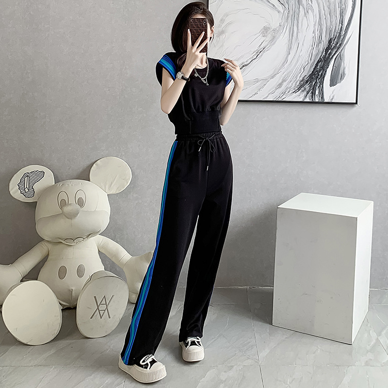 欧洲站休闲运动套装女小个子2025年夏季新款时尚洋气短袖两件套潮