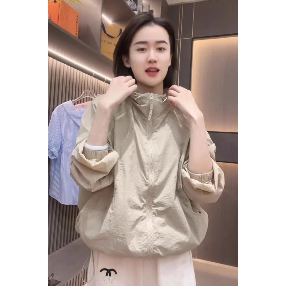 韩国薄款连帽防晒衣外套女2024春夏新宽松休闲长袖百搭冲锋衣夹克