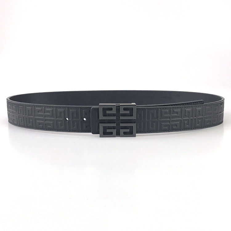 Подходит для мужской официальной одежды Givenchy, делового повседневного ремня с гладкой пряжкой, 4G, из воловьей кожи с тиснением зеленого цвета. Изображение 1