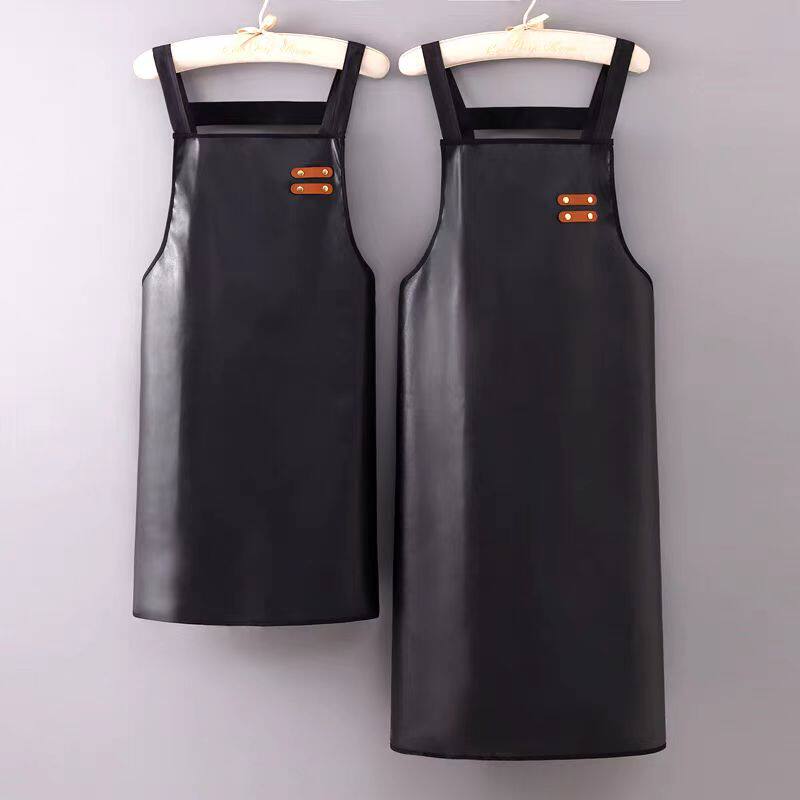 皮革围裙防水防油软皮女厨房家用做饭上班干活工作服女男士PU围腰
