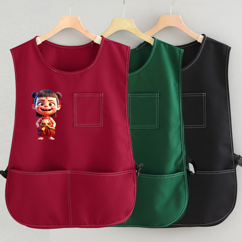 帆布防泼水围裙卡通事故耐脏坎肩