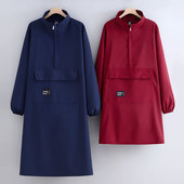 加长立领拉链兜围裙工厂上班专用厨房家用防泼水耐脏罩衣工作服女