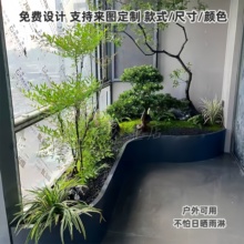 定制户外园艺不锈钢花箱异形外摆花坛弧形阳台种植箱铁艺花盆花槽