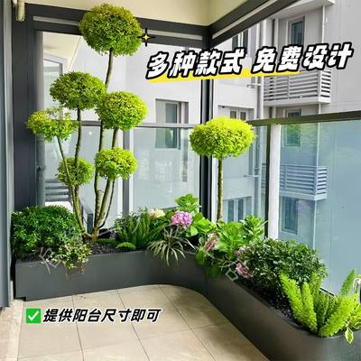 定制不锈钢造景花池阳台庭院金属花槽餐厅室内成品花箱异形种植箱
