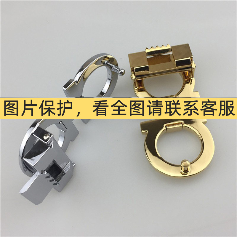 LVOG尾夹菲拉平滑扣板扣单独皮带扣头黄铜圆孔腰带替代8字马蹄扣
