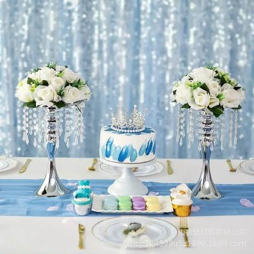 欧式铁艺花架酒店主桌宴会摆件家居装饰电镀水晶路引婚庆道具用品