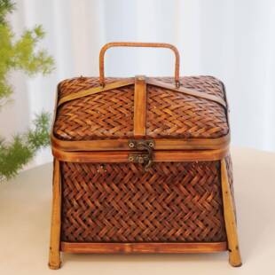 大漆竹编收纳盒竹制工艺品竹编篮竹编礼盒竹篮子竹制品工艺品