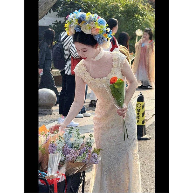 让她降落|婚纱款修身蕾丝
