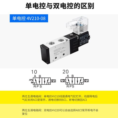 好货电磁阀4v210一08气动线圈阀24V电子阀气阀4v110-06电磁控制阀