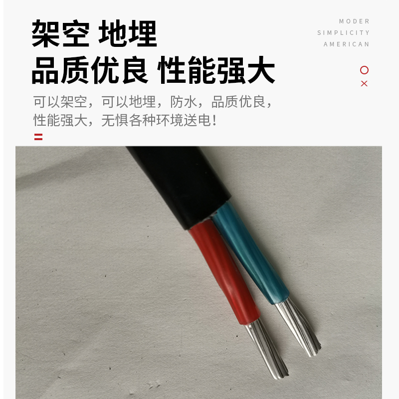 国标铝芯电线家用户外2芯电缆线4 6 10 16 25平方双芯铝芯护套线