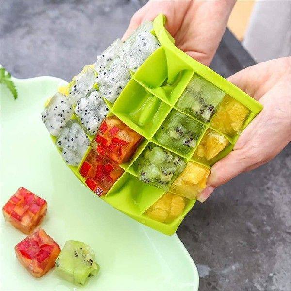 24 Cavity Silicone Ice Cube Trays Square Freezer Maker Ice