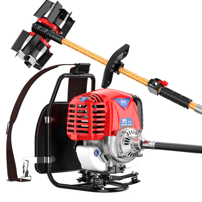 动力割草e机汽油四冲程背负f式打草机多功能开荒除草机锄草开沟松