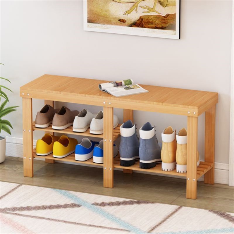 鞋架简易竹家用省空间经济型多功能防尘多层门口小鞋柜可坐换鞋凳