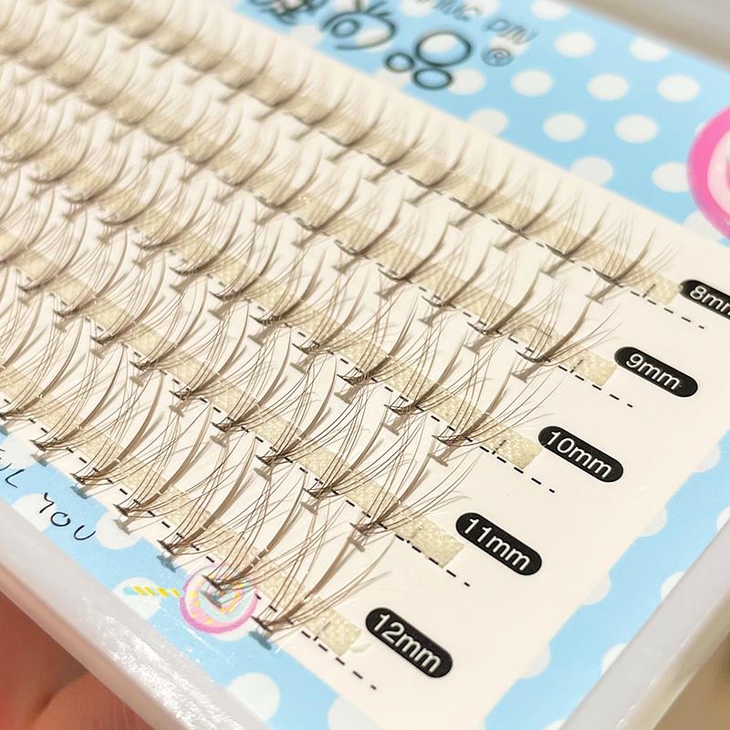 焦糖棕色假睫毛女 自然仿真夹心朵毛多尺寸混合装单簇仙子毛嫁接