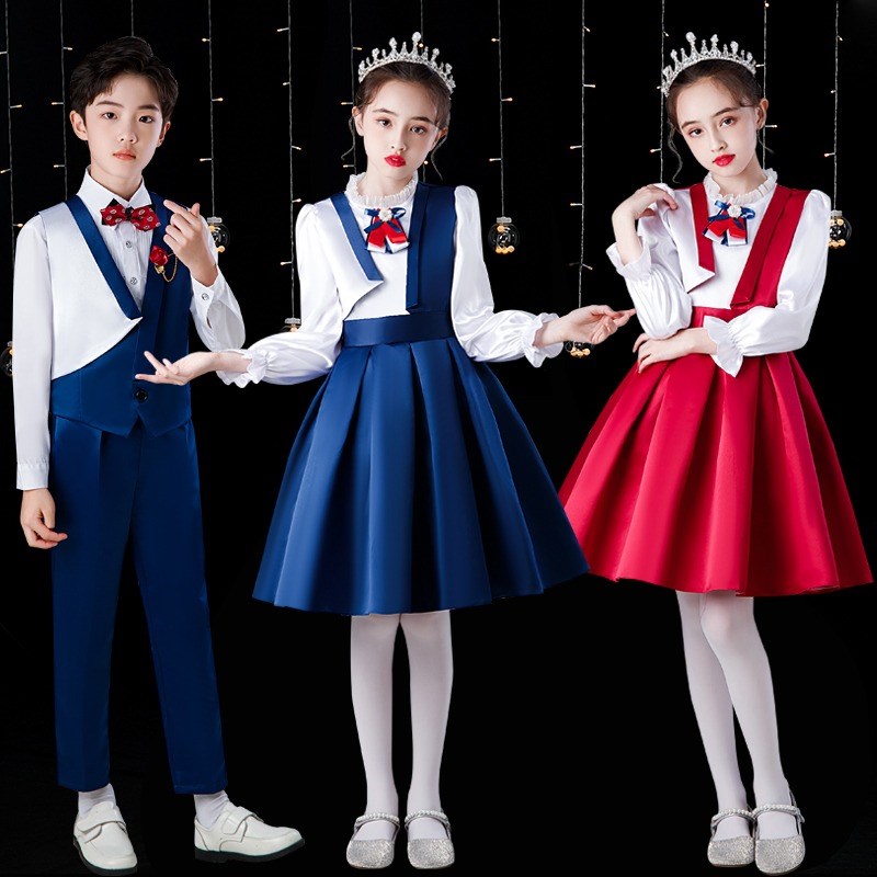 儿童合唱团演出服中小学生诗朗诵比赛表演服男女童主持人演讲礼服