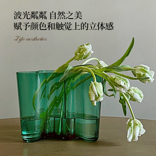 芬兰传奇湖泊系列伊塔拉湖泊手工吹制进口玻璃干花简约创意插花瓶