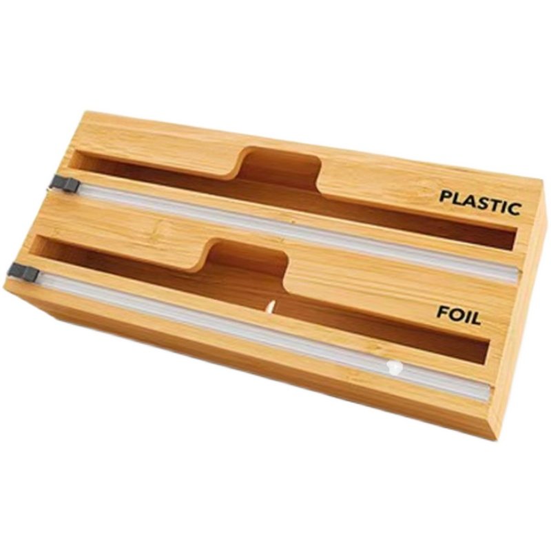竹木切割器 保鲜膜蜡纸锡纸分配盒 木质蔬果打包机超市手动包装器