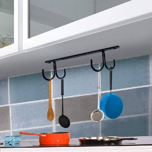好货Kitchen Cup Holder Mug Rack Under Cabinet 4 Hooks Under