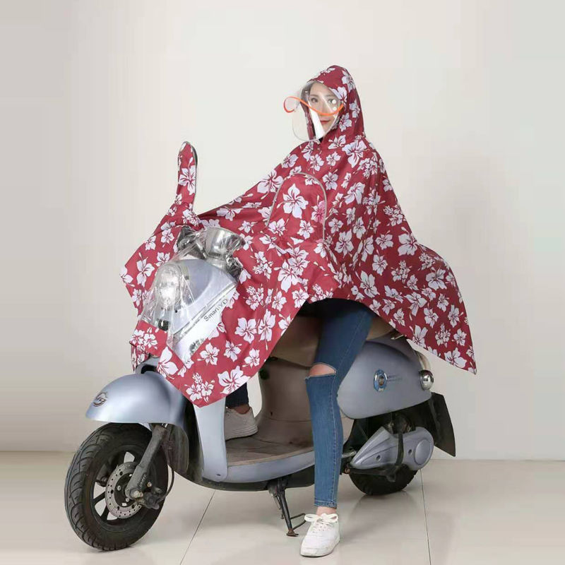 日韩版雨衣长款男女印花雨服摩托自行车骑行时尚防水风衣单人雨披