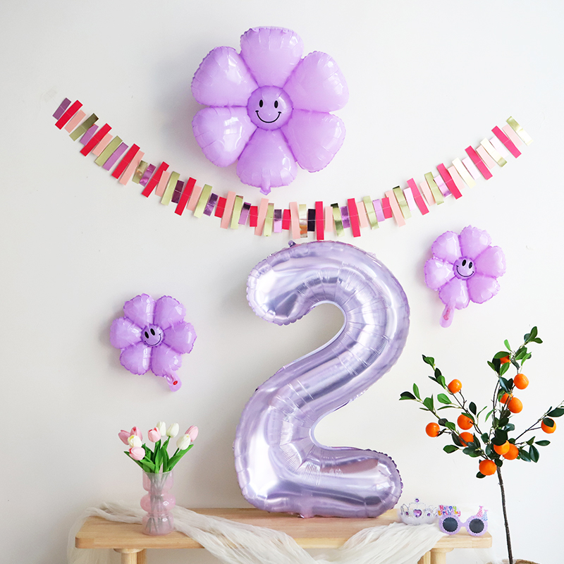 42寸紫色水晶果冻色数字铝膜气球儿童成人生日装饰1周岁场景布置
